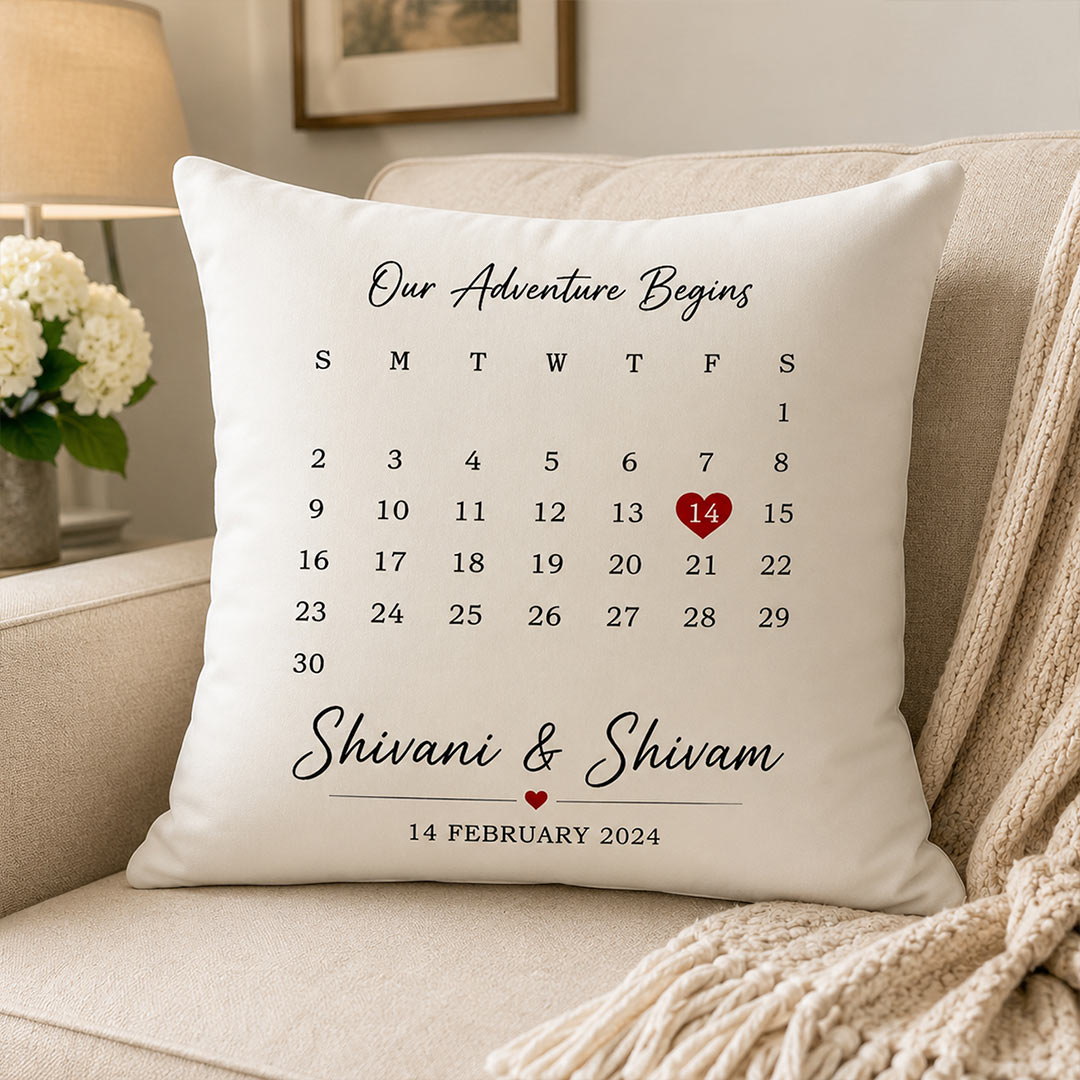 Personalized Couple Anniversary Date Cushion Cover | Custom Names & Special Date Pillow Gift for Couples - 10x10" | Love Craft Gifts™