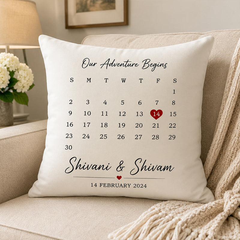 Personalized Couple Anniversary Date Cushion Cover | Custom Names & Special Date Pillow Gift for Couples - 10x10" | Love Craft Gifts™