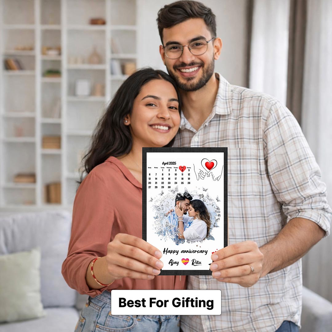 Personalized Anniversary Calendar Photo Frame | Custom Couple Date Memory Wall Frame Gift for Couples 8x12" | Love Craft Gifts™