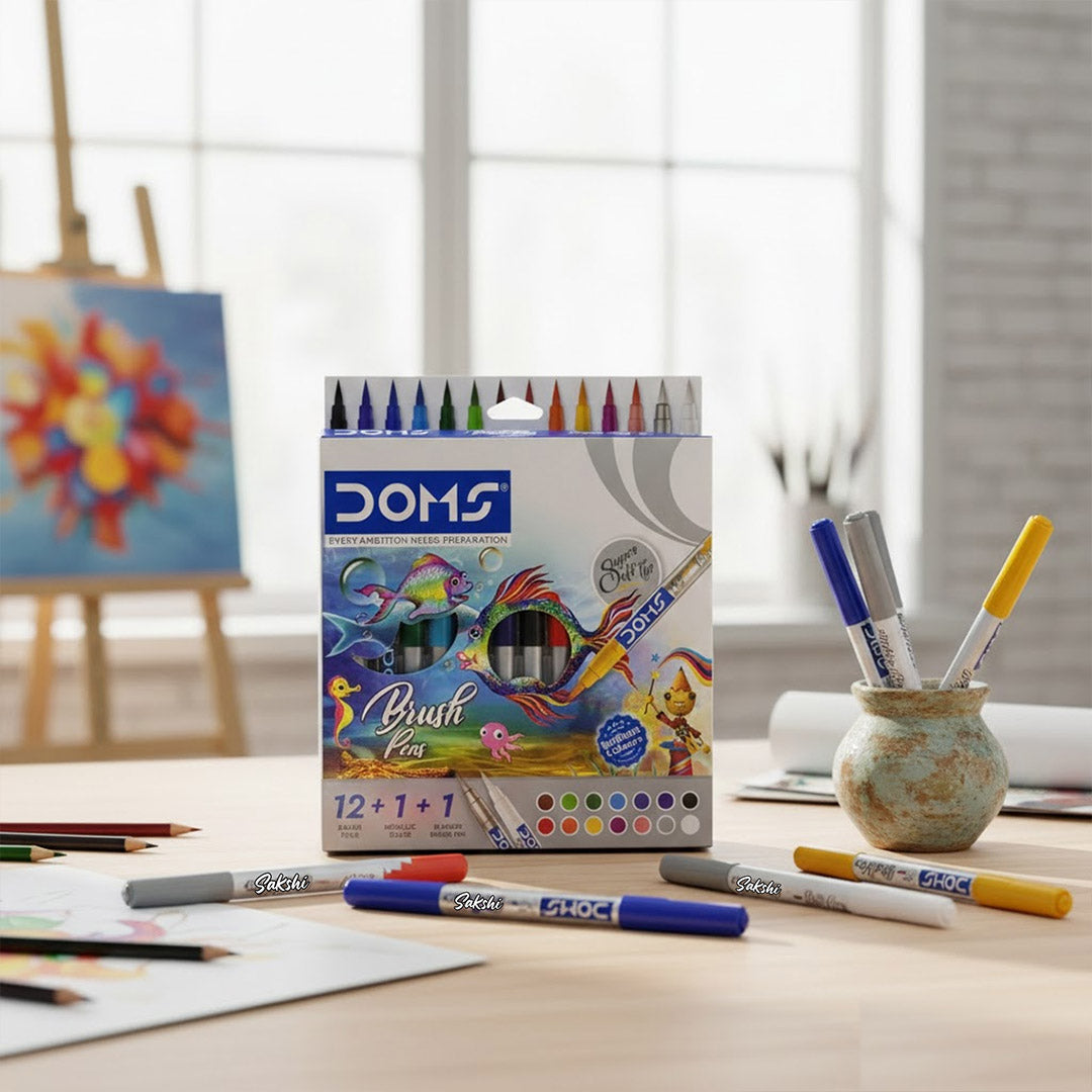 Personalized DOMS Brush Pen Set – 12 Shades + Metallic Silver + Blender | Love Craft Gifts