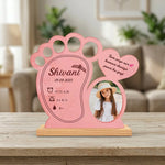 Personalized Baby Birth Detail Frame – Custom Newborn Footprint Photo Frame (7×7 Inch) | Love Craft Gifts