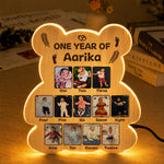 Personalized Baby Monthly Memory LED Wooden Photo Frame with Custom Name & 12 Baby Photos | First Birthday Keepsake Gift for Baby Girls, Boys & Parents - 18x14" | Love Craft Gifts™