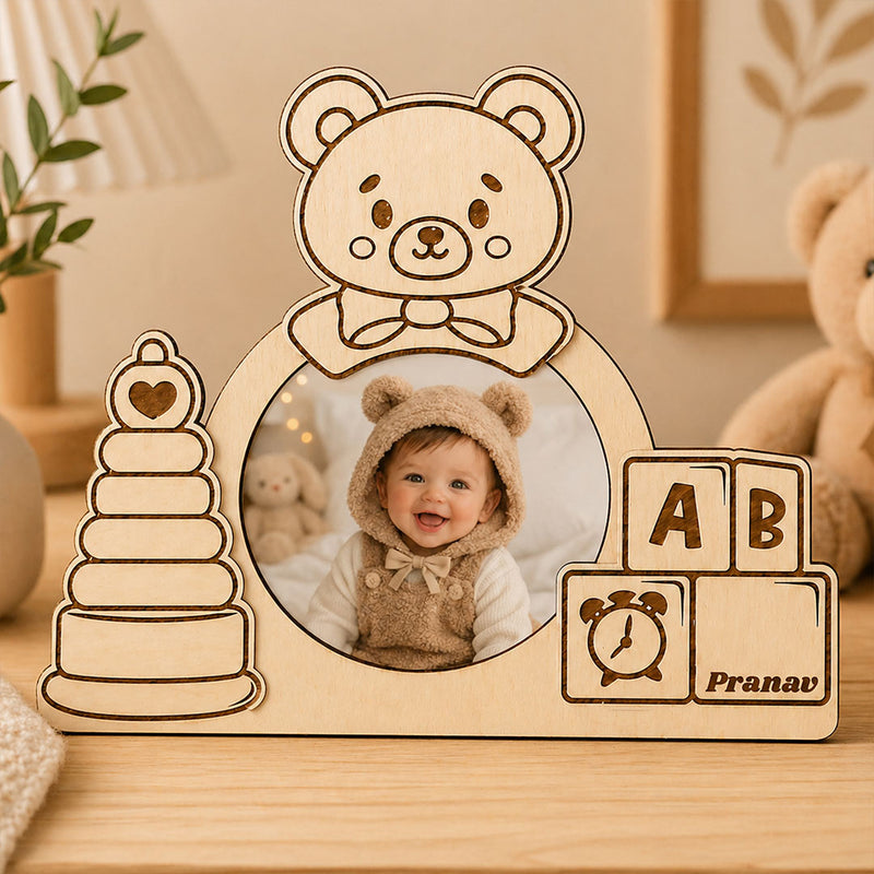 Personalized Baby Wooden Photo Frame | Custom Baby Name Keepsake Gift - 8x6.5" | Love Craft Gifts™