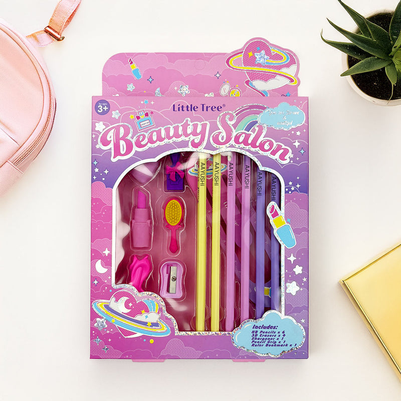 Personalized Beauty Salon Pencil Gift Set for Girls | Custom Name | Love Craft Gifts