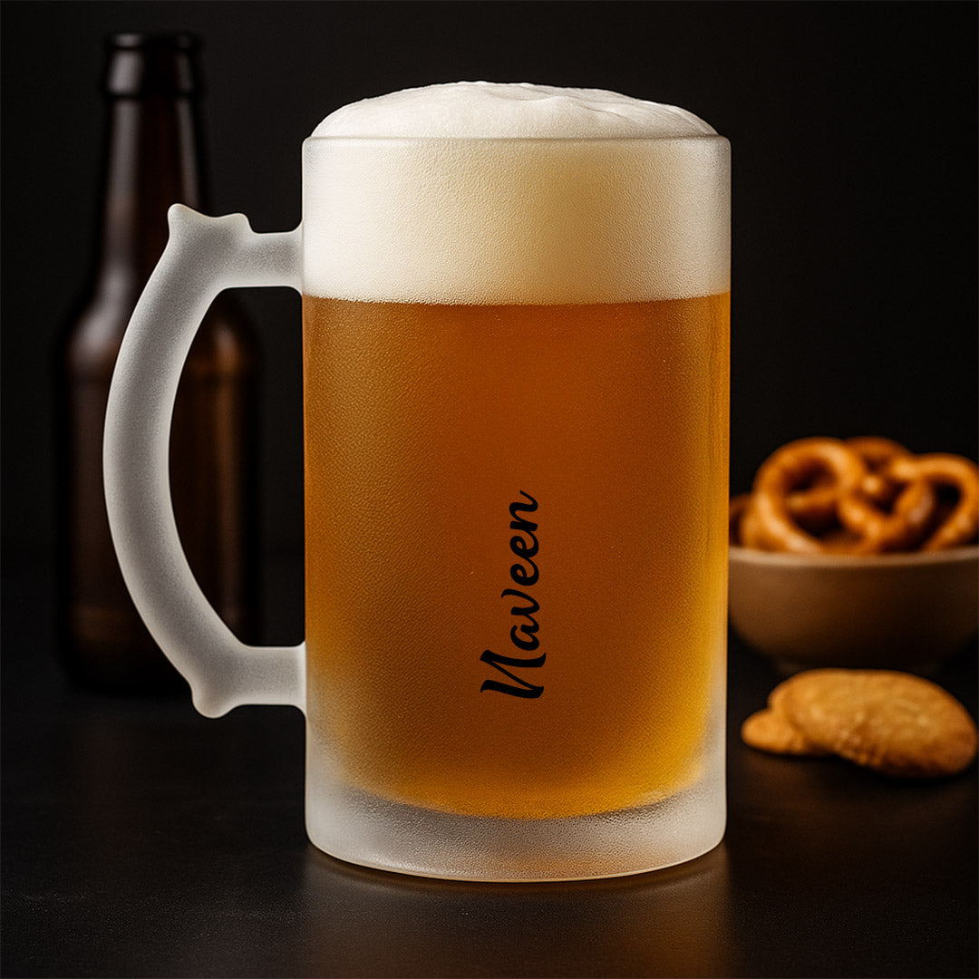 Personalized Frosted Beer Mug with Name – Custom Engraved Glass Gift | Love Craft Gifts