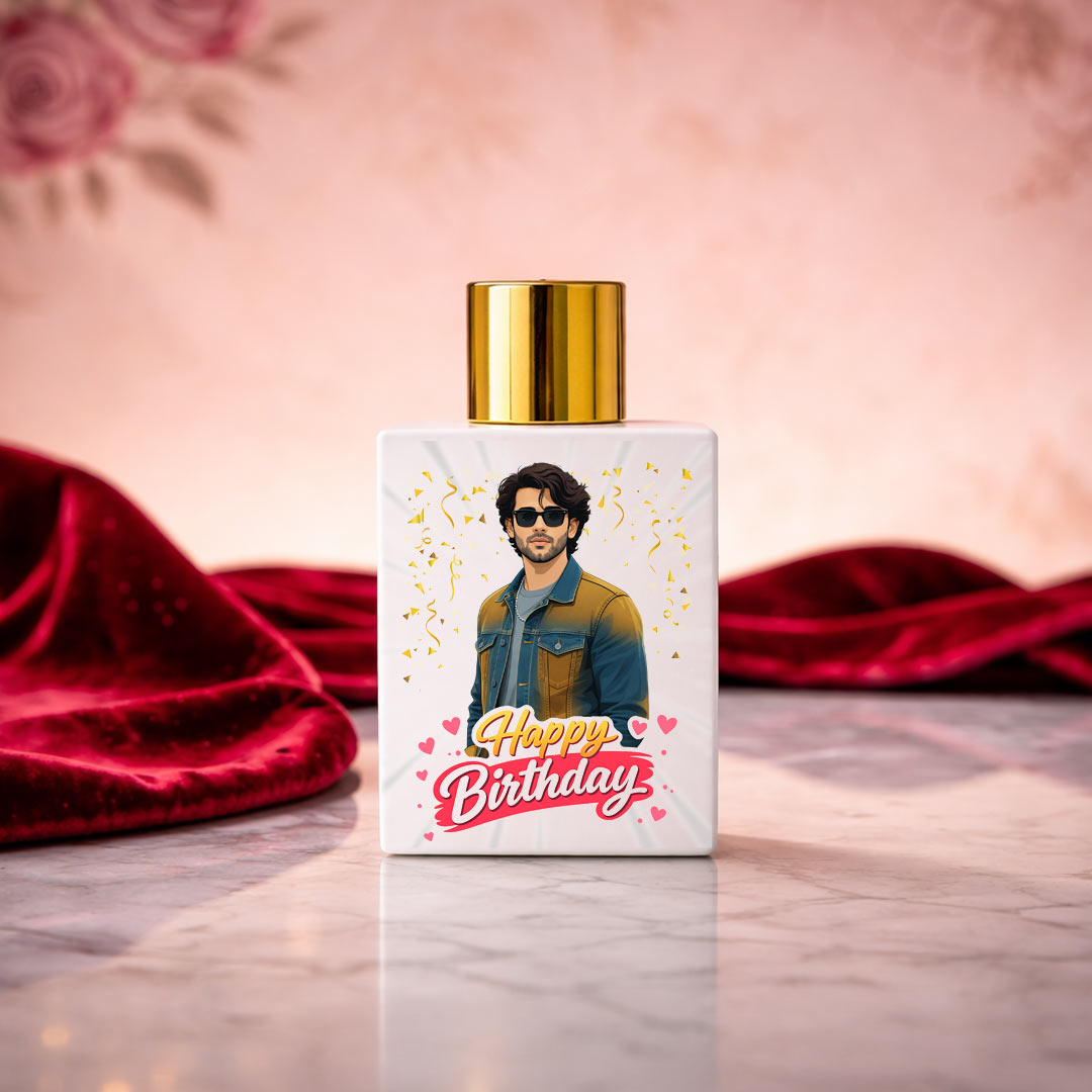 Happy Birthday Personalized Cartoon Perfume – Bellavita White Oud Eau De Parfum (100ml) | Love Craft Gifts