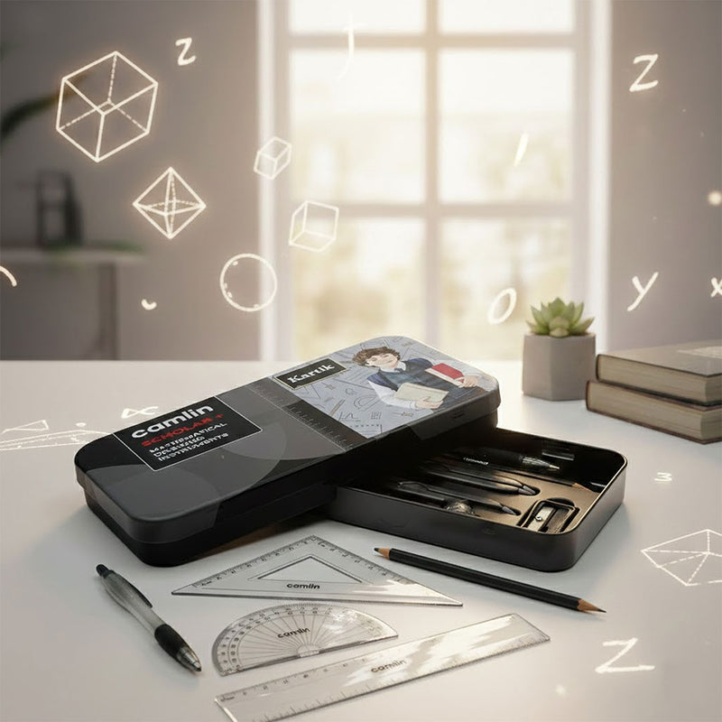 Personalized Camlin Scholar Plus Geometry Box with Name & Photo (15 cm Scale) | Love Craft Gifts