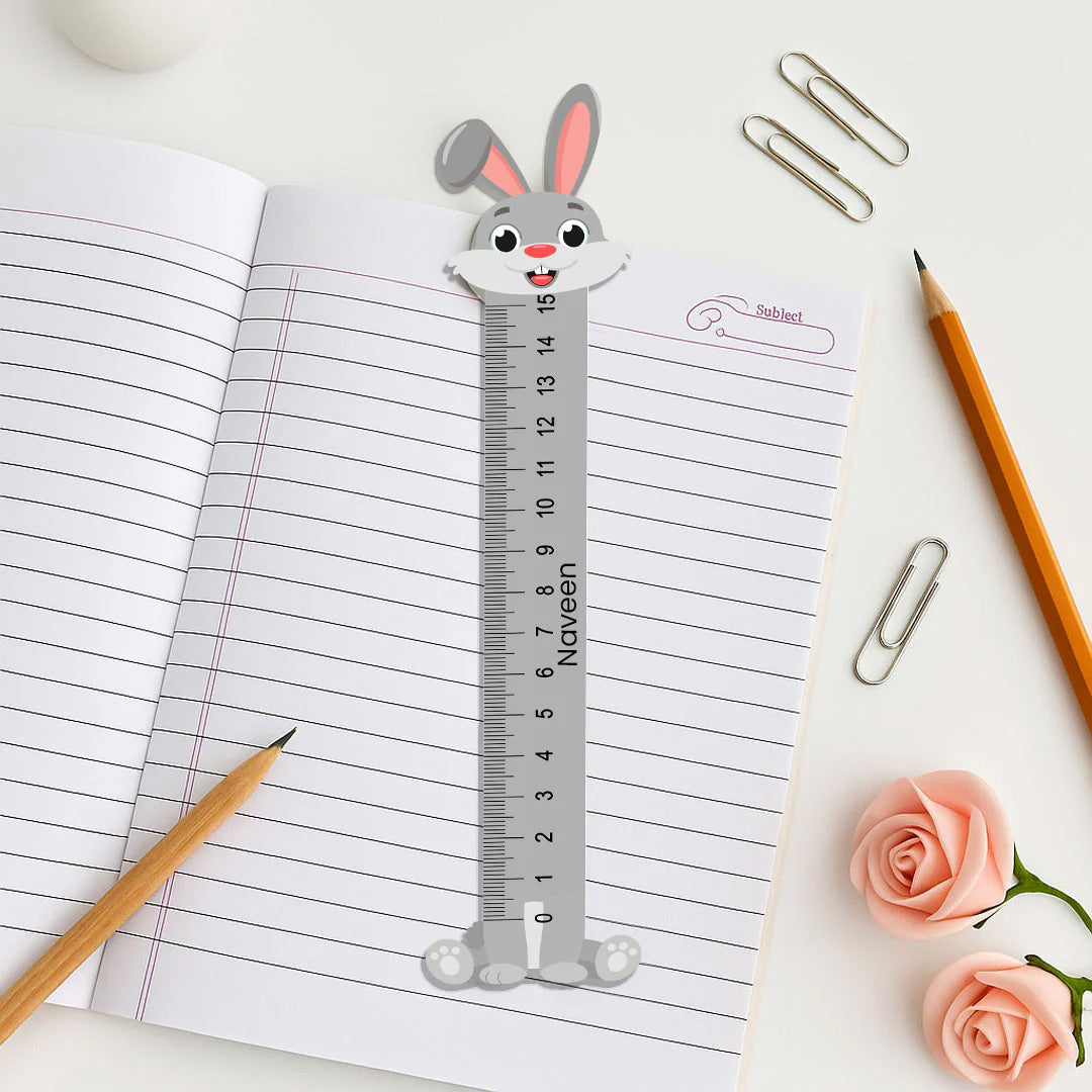 Personalized Cartoon Animal Rulers – Cute Name-Printed 15cm Scale Set for Kids | Love Craft Gifts