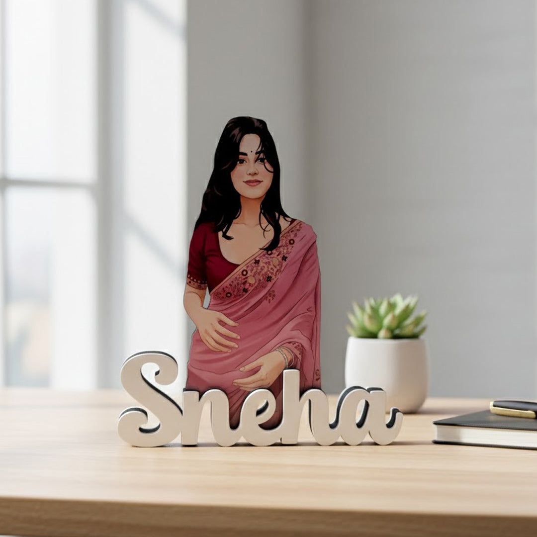 Personalized Cartoon Name Table Stand – 7×6" | Love Craft Gifts