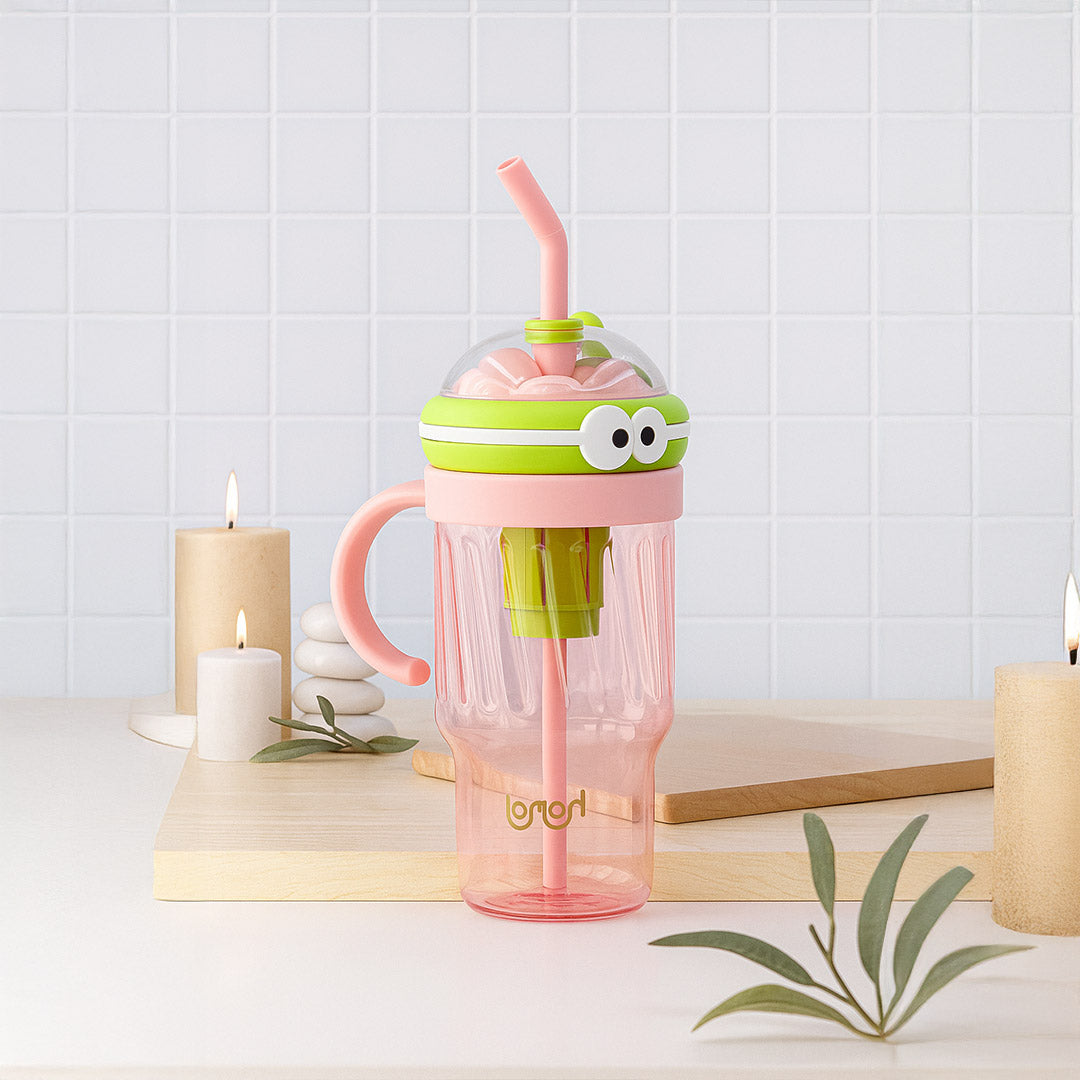 Personalized Cartoon Sipper Bottle with Straw | Custom Name for Kids | Love Craft Gifts