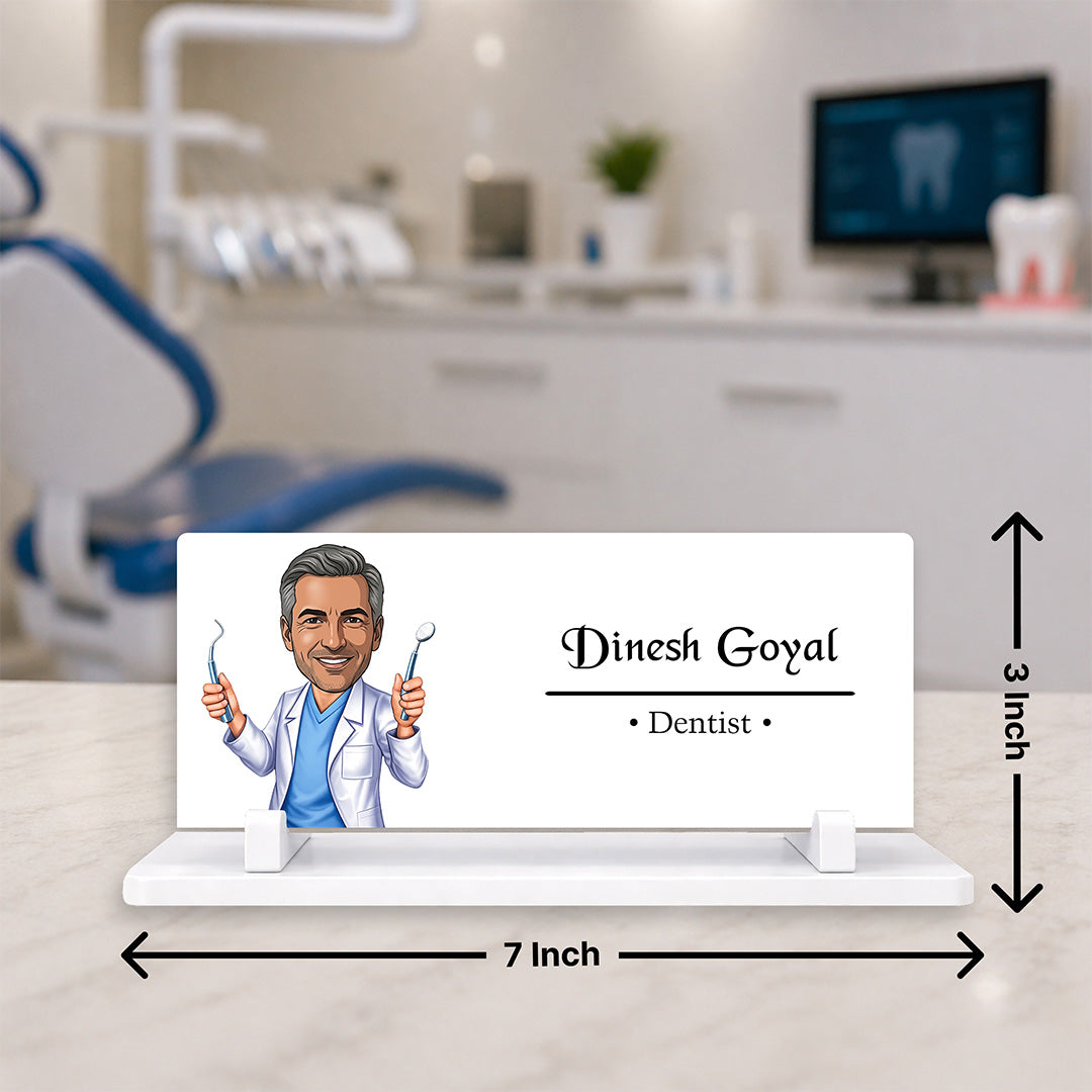 Personalized Acrylic Dentist Desk Name Plate | Custom Dental Clinic Table Name Sign Gift for Dentists & Professionals - 7x3" | Love Craft Gifts™