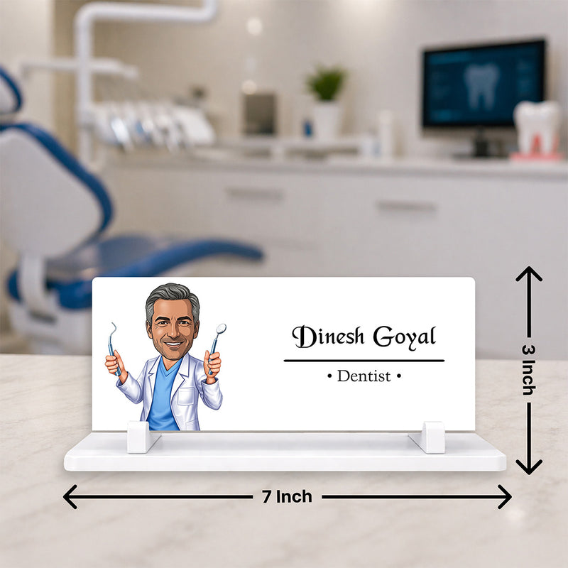 Personalized Acrylic Dentist Desk Name Plate | Custom Dental Clinic Table Name Sign Gift for Dentists & Professionals - 7x3" | Love Craft Gifts™