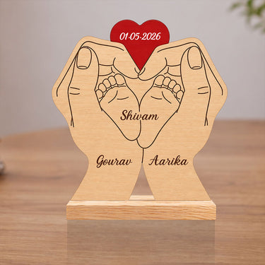 Personalized Couple Hand Heart Wooden Name Frame | Custom Romantic Keepsake Gift - 7x7" | Love Craft Gifts™