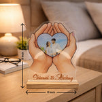 Personalized Holding Hands Heart Photo Acrylic Frame – Custom Couple Photo Table Top Gift (8×6 Inch) | Love Craft Gifts