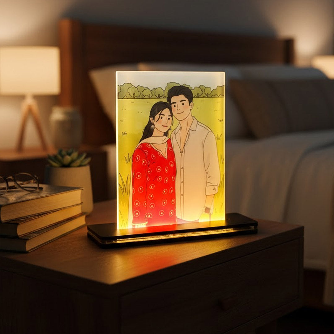 Personalized Couple LED Photo Lamp (5×6 Inch, Warm White Light) | Love Craft Gifts