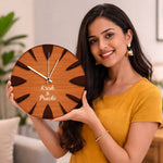 Personalized Couple Name Wooden Wall Clock – Custom Engraved 11 Inch Decorative Wall Clock | Love Craft Gifts