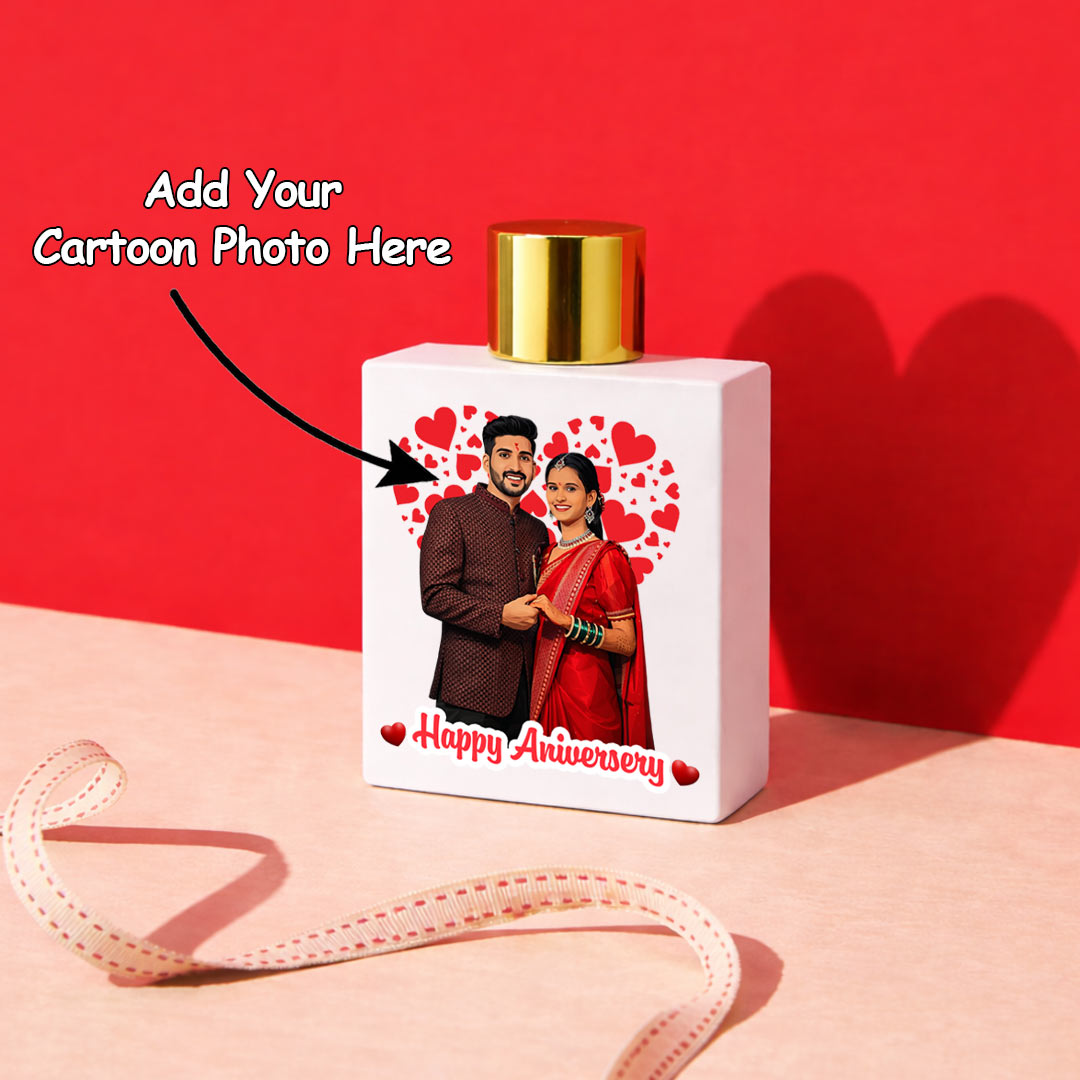 Happy Anniversary Personalized Couple Perfume – Custom Cartoon Bottle (100ml Eau De Parfum) | Love Craft Gifts