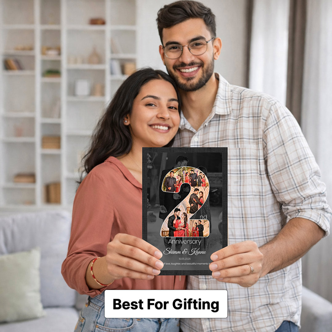Personalized 2nd Anniversary Photo Collage Wall Frame | Romantic Couple Memory Gift with Custom Photos Available in 8x12" to 24x36" | Love Craft Gifts™