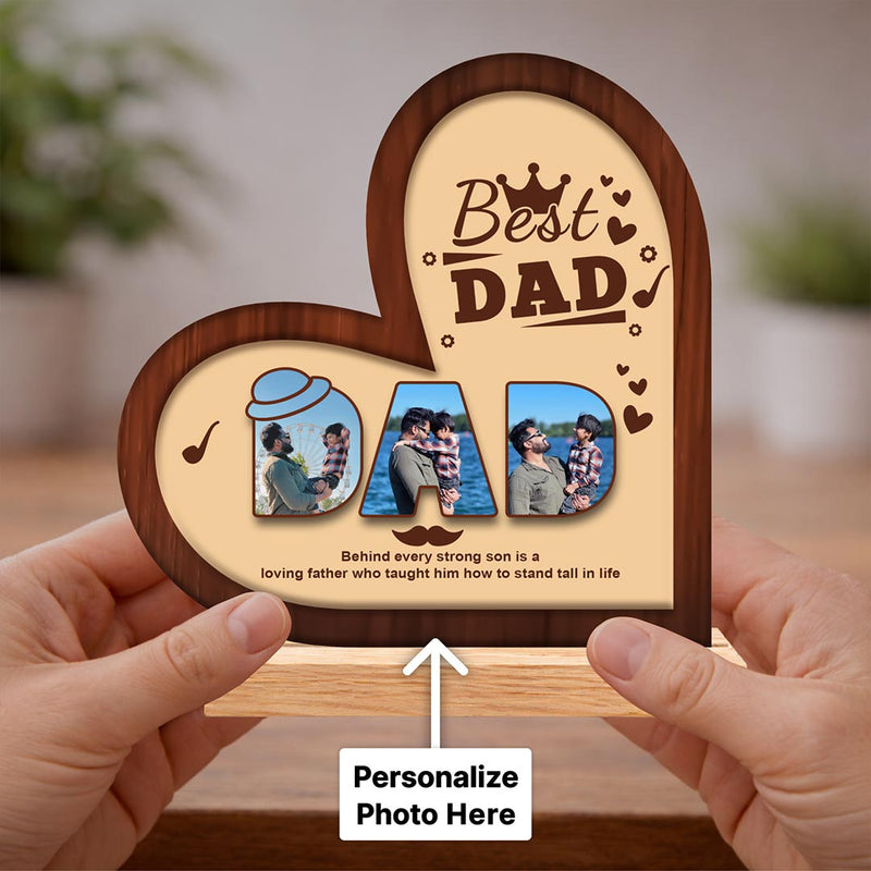 Personalized Best Dad Wooden Table Top Frame | Custom Father’s Day Photo Keepsake Gift for Dad 6x6" | Love Craft Gifts™
