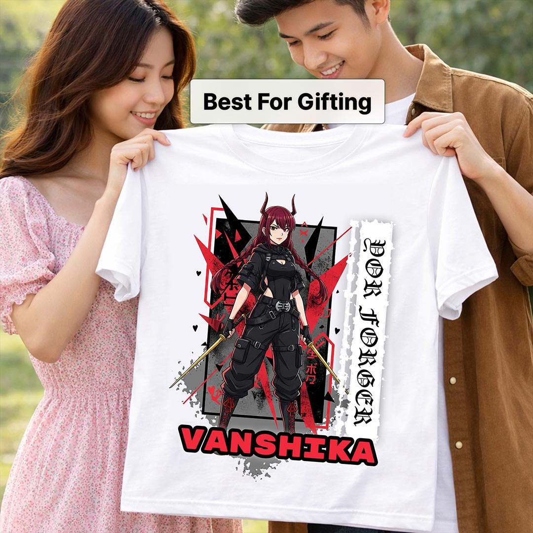 Personalized Demon Warrior Anime Name T-Shirt for Women – Custom Printed White Tee | Love Craft Gifts