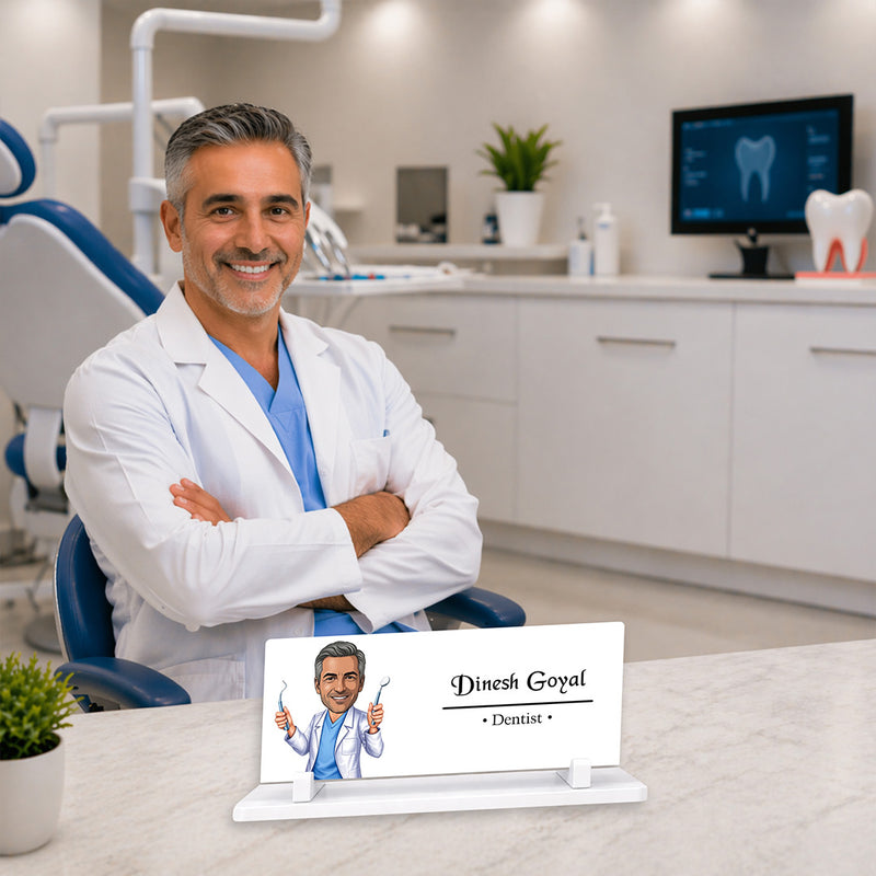 Personalized Acrylic Dentist Desk Name Plate | Custom Dental Clinic Table Name Sign Gift for Dentists & Professionals - 7x3" | Love Craft Gifts™