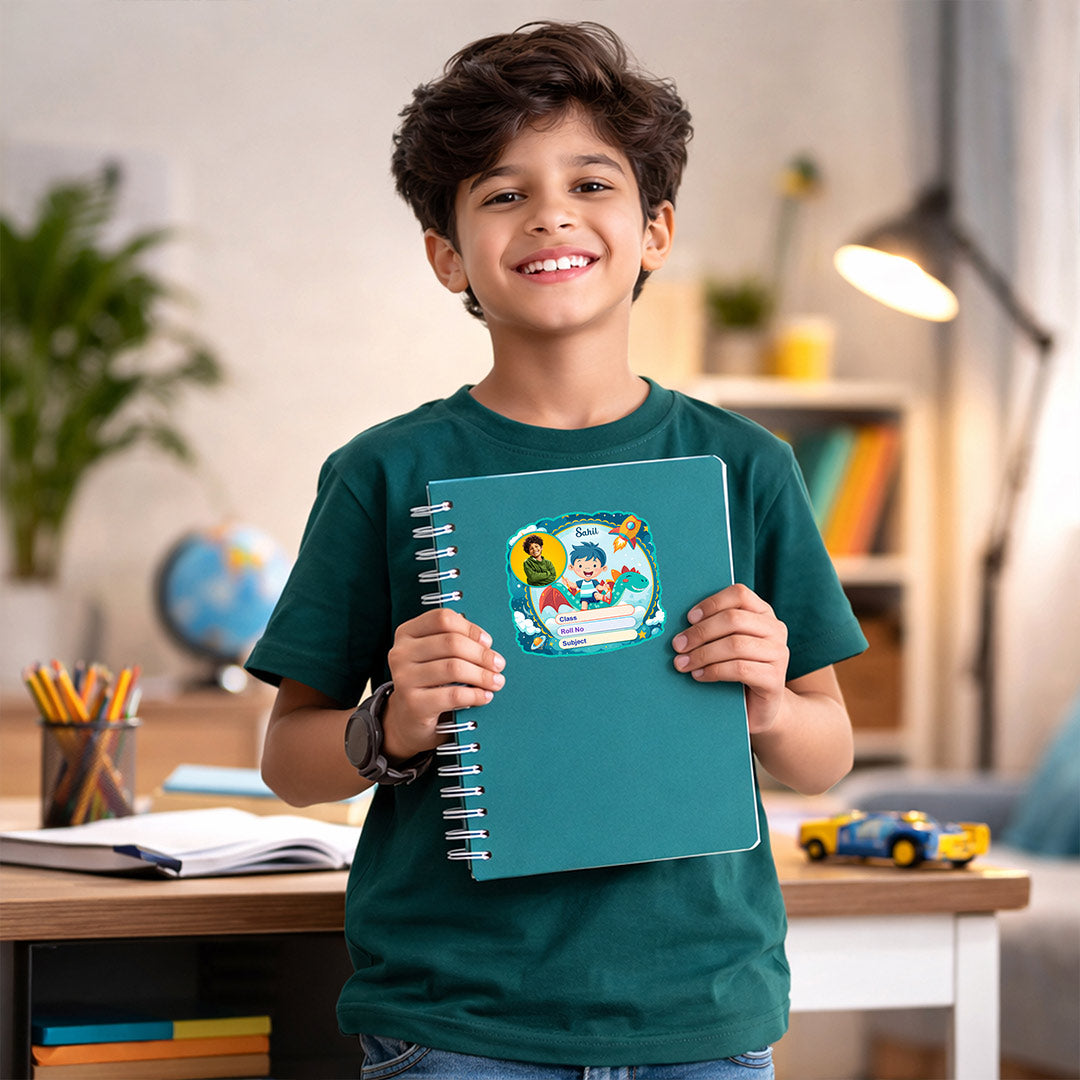 Personalized Dino Adventure Theme Kids Name Slips (2x3 Inch, 28 Stickers) – Custom Name & Photo School Labels | Love Craft Gifts