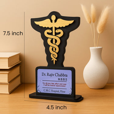 Personalized Doctor Appreciation Trophy | Medical Theme MDF Memento | Love Craft Gifts