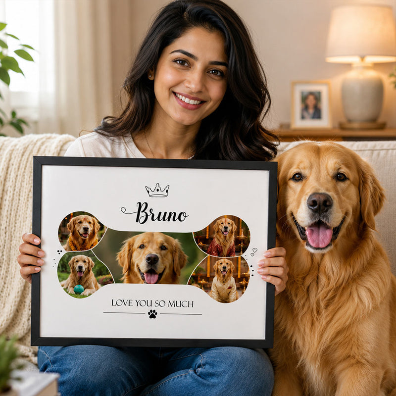 Personalized Pet Photo Collage Frame with Custom Pet Name | Emotional Dog Lover Gift for Pet Parents & Animal Lovers - Available in 8x12", 12x18", 18x24", 20x30" & 24x36" | Love Craft Gifts™