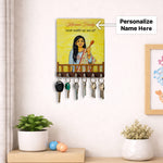 Personalized Family Key Holder Wall Frame – Custom Name Wooden Key Hanger for Home Entrance (6x8 Inch) | Love Craft Gifts