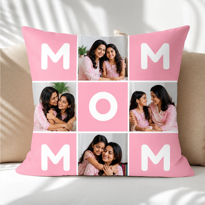 Personalized MOM Photo Collage Cushion Cover with Custom Photos | Emotional Mother’s Day Gift for Mom, Mother & Mumma - 10x10" | Love Craft Gifts™