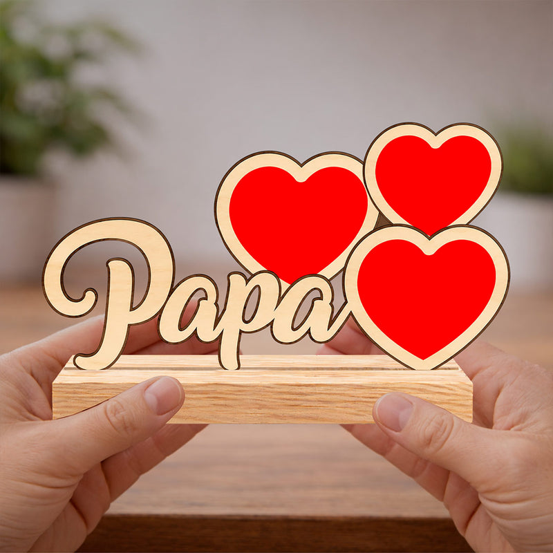 Personalized Papa Wooden Photo Frame with Custom Photos | Emotional Gift for Father, Dad & Family Keepsake - 9.5x5" | Love Craft Gifts™