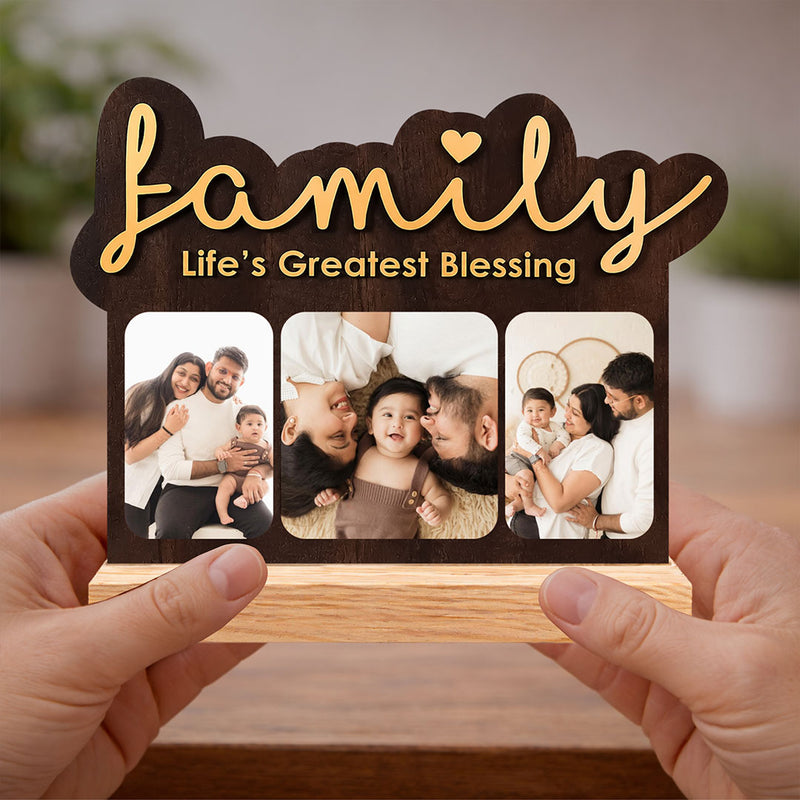 Personalized Family Wooden Photo Frame with Custom Pictures | Emotional Family Keepsake Gift for Parents & Loved Ones - 5x6" | Love Craft Gifts™