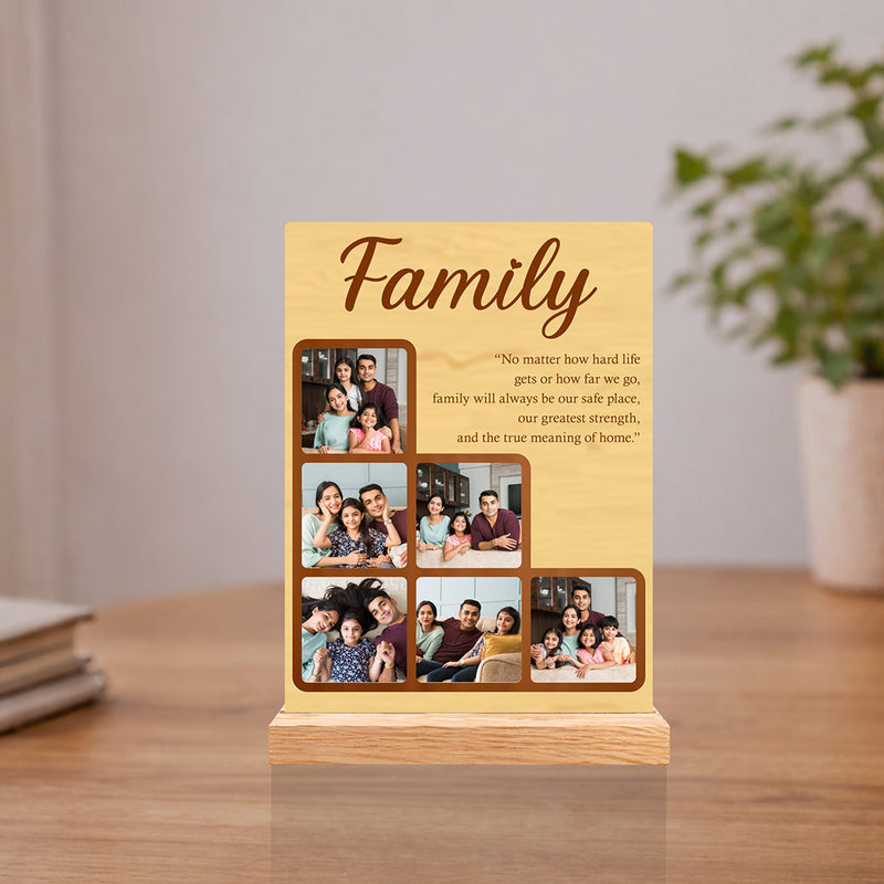 Personalized Family Photo Wooden Plaque with Custom Pictures & Quote | Emotional Keepsake Gift for Parents & Family - 8x6" | Love Craft Gifts™
