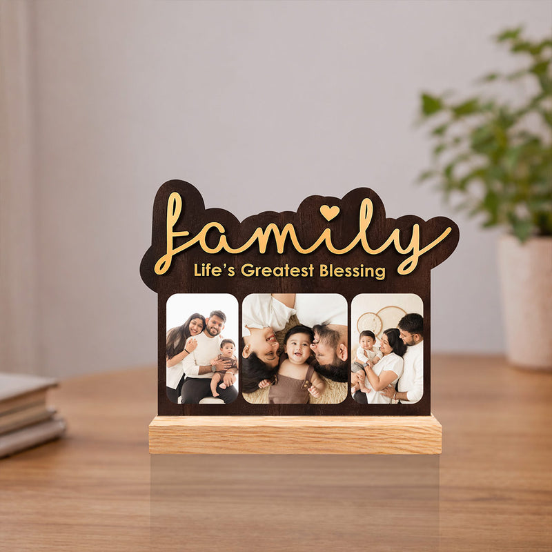 Personalized Family Wooden Photo Frame with Custom Pictures | Emotional Family Keepsake Gift for Parents & Loved Ones - 5x6" | Love Craft Gifts™