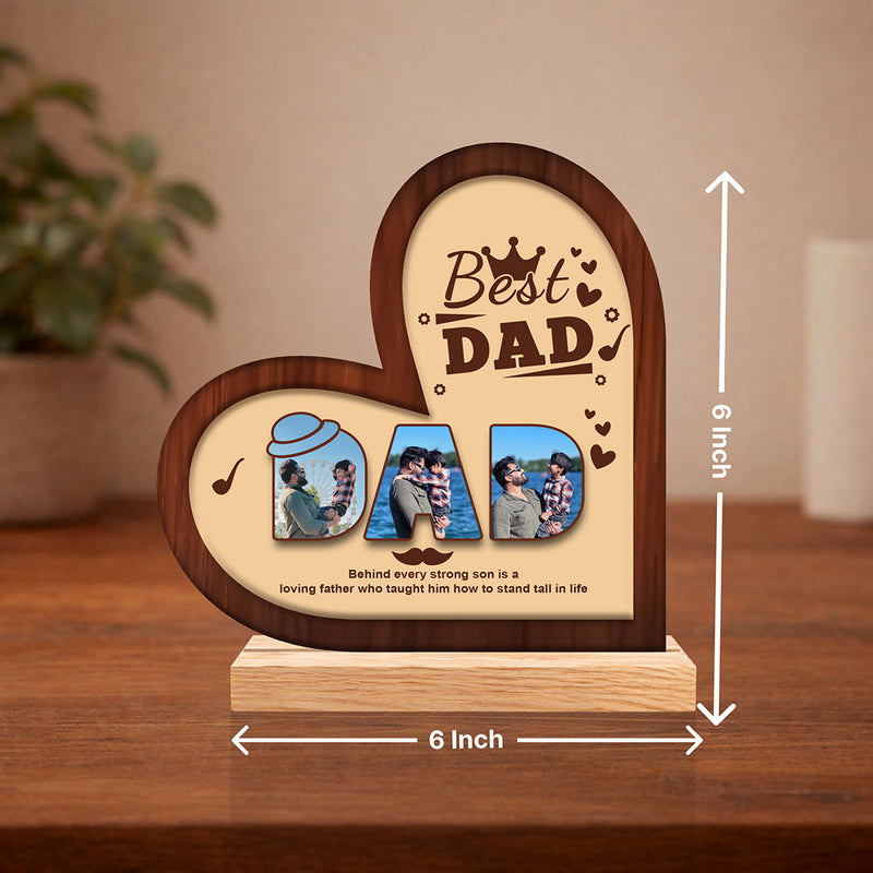 Personalized Best Dad Wooden Table Top Frame | Custom Father’s Day Photo Keepsake Gift for Dad 6x6" | Love Craft Gifts™
