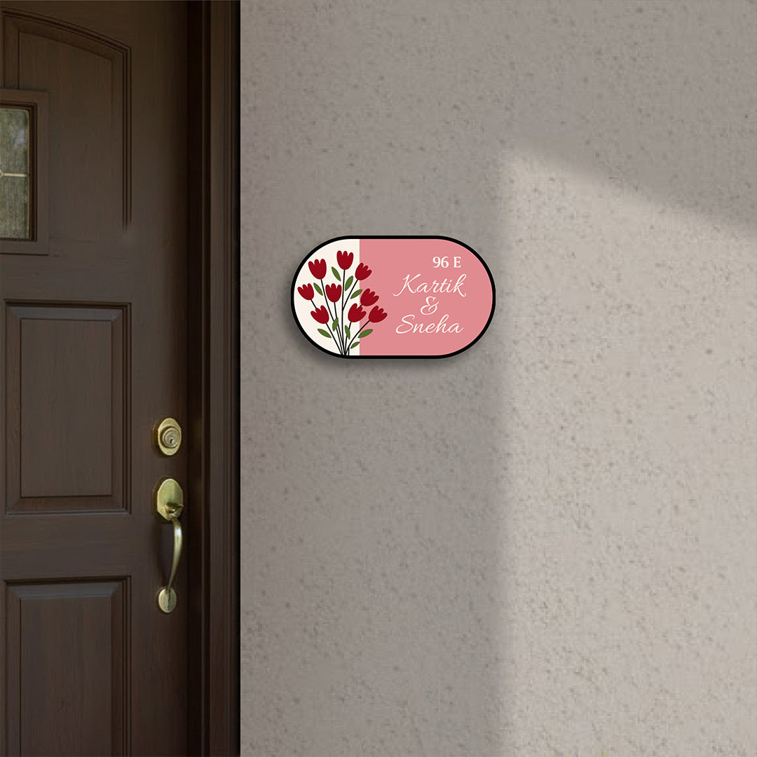 Personalized Floral Couple Name Plate – Custom House Name Sign (10×6 Inch) | Love Craft Gifts