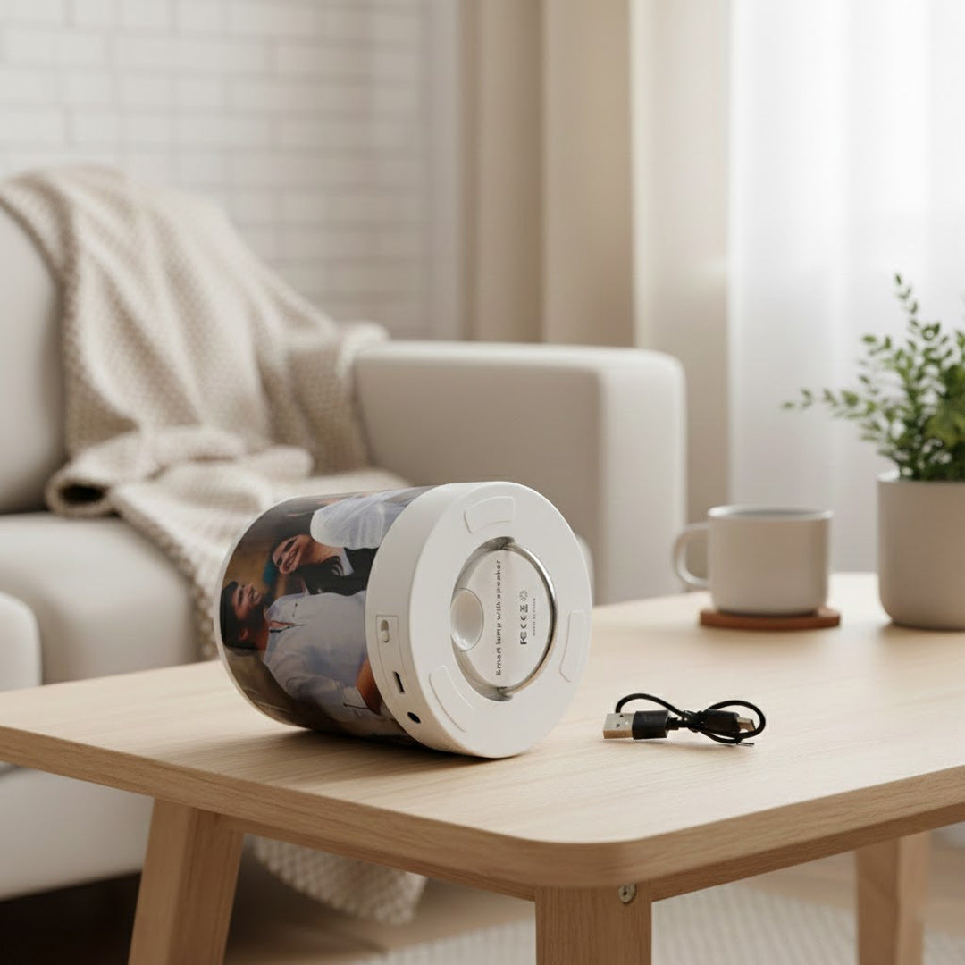 Personalized Bluetooth Speaker with Custom 3-Image Print | LED Wireless Speaker Gift | Love Craft Gifts