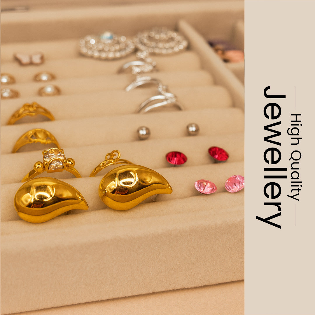 Personalized Beige Velvet Jewellery Organizer Box with Jewellery (According to Availability)| Love Craft Gifts