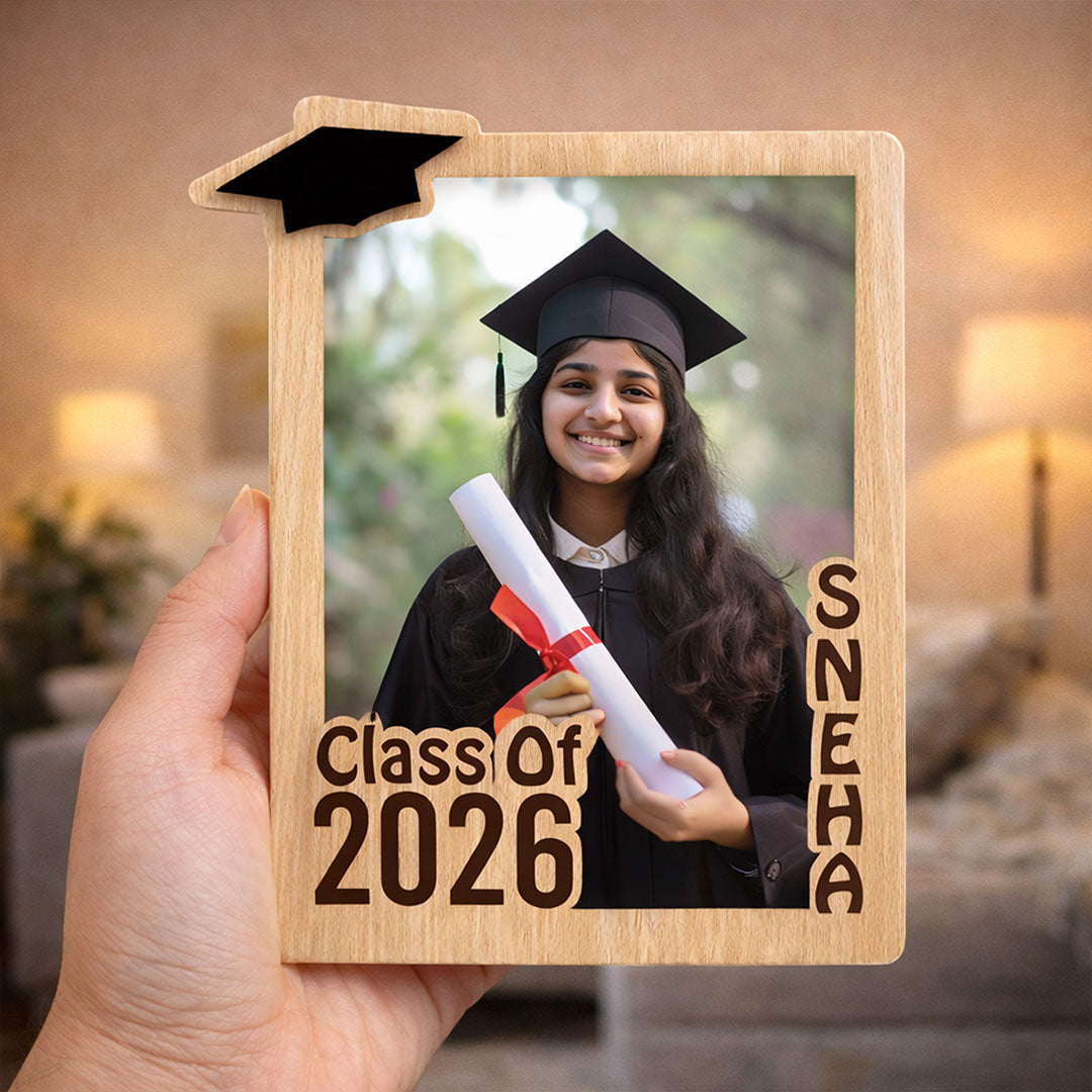 Personalized Graduation Photo Frame – Custom Class of 2026 Wooden Frame (7×5 Inch) | Love Craft Gifts