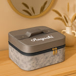 Personalized Grey Faux Leather Jewellery Box with Handle | Love Craft Gifts