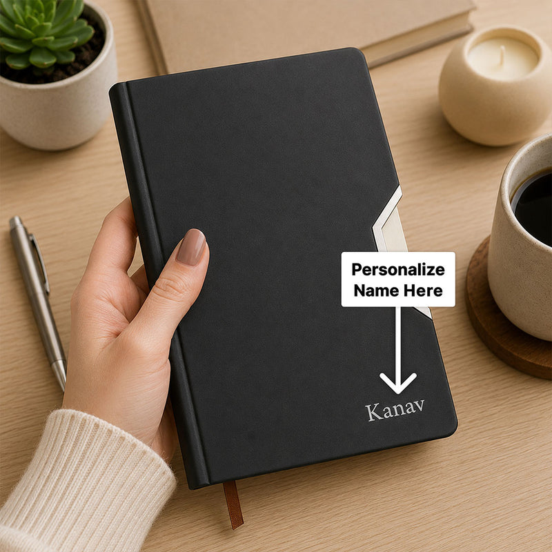 Personalized Matte Black Faux Leather Journal with Custom Name Engraving | Premium A5 Executive Notebook Gift for Professionals, Students & Writers - A5 | Love Craft Gifts™