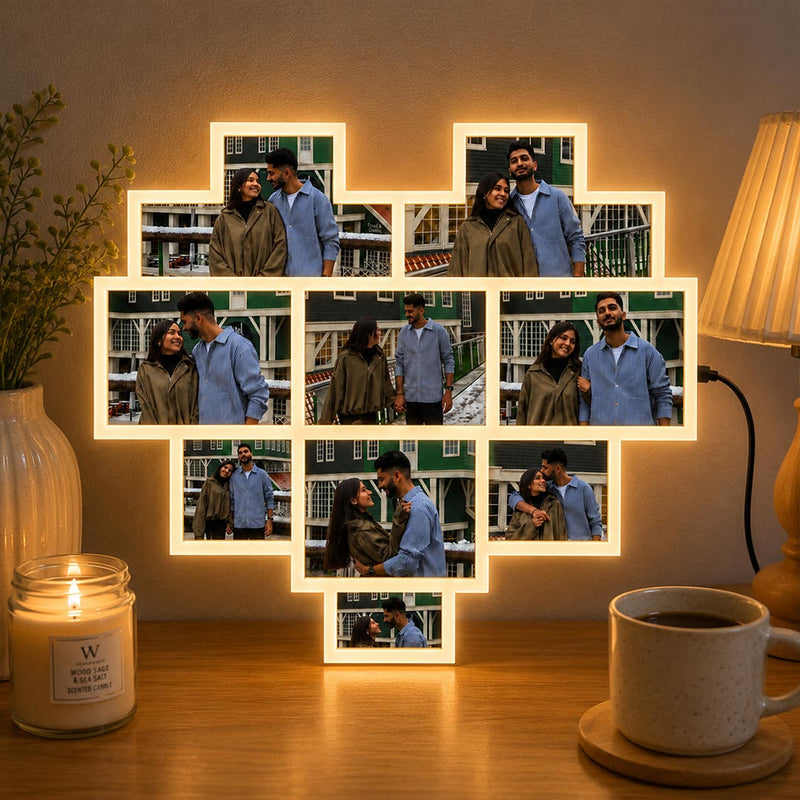 Personalized Heart Shape LED Photo Frame Lamp | Custom Couple Memory Gift with Photos - 8x9" | Love Craft Gifts™