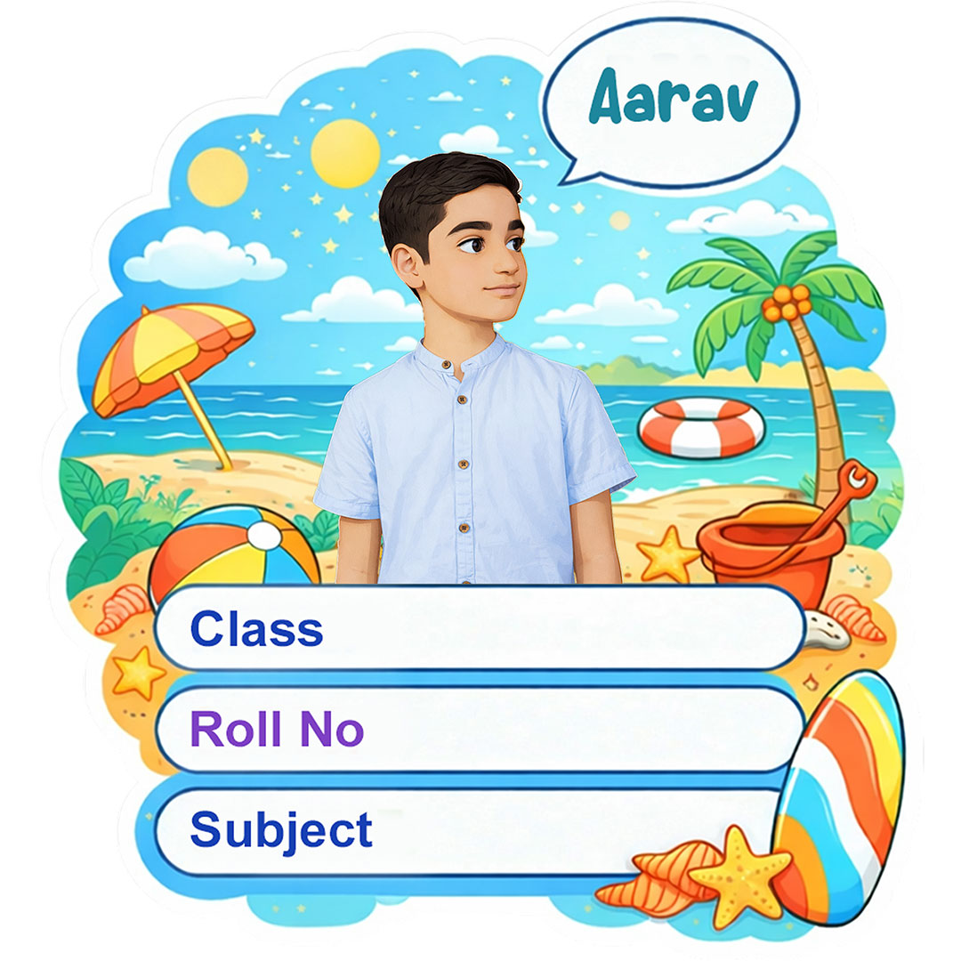 Personalized Beach Summer Theme Kids Name Slips (2x3 Inch, 28 Stickers) – Custom Name & Photo School Labels | Love Craft Gifts