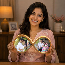 Personalized Infinity LED Couple Photo Lamp | Custom Wooden Romantic Night Light Gift for Couples 8x15"