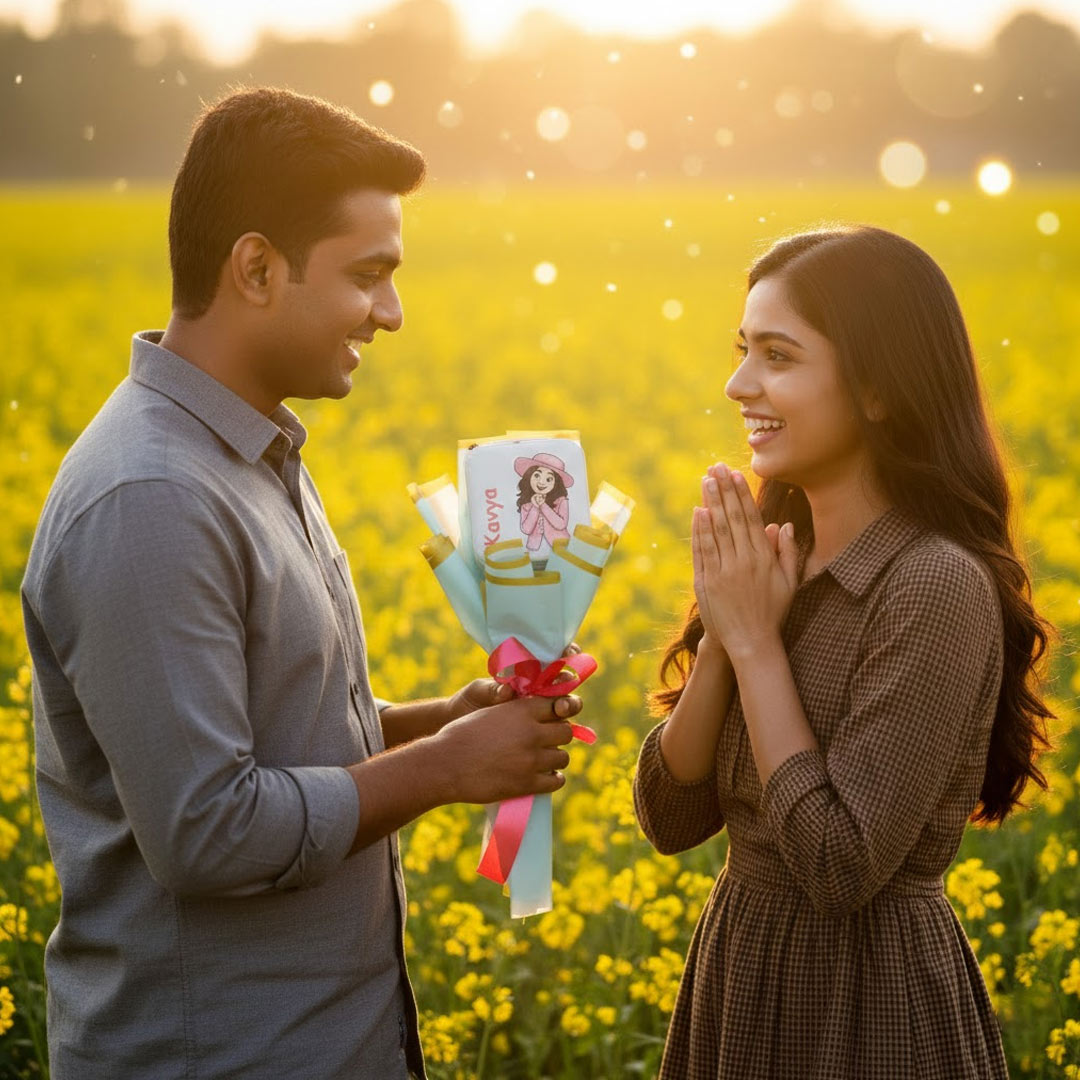 Personalized Jewellery Box Bouquet | Custom Name + Cartoon Illustration