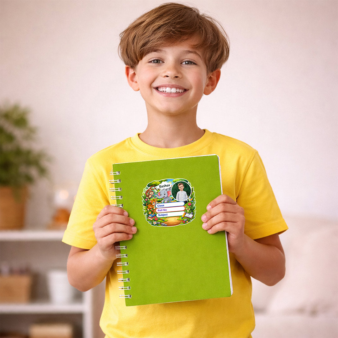 Personalized Jungle Theme Kids Name Slips (2x3 Inch, 28 Stickers) – Custom Name & Photo School Labels | Love Craft Gifts