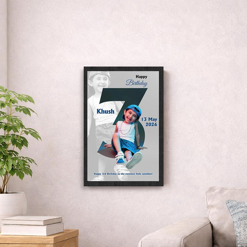 Personalized Kids Birthday Number Frame | Custom Baby Photo Birthday Wall Décor Gift with Name & Date 8x12" | Love Craft Gifts™