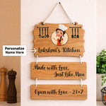 Personalized Mom Kitchen Wooden Wall Hanging (9x12 Inch) – Custom Name Kitchen Decor | Love Craft Gifts