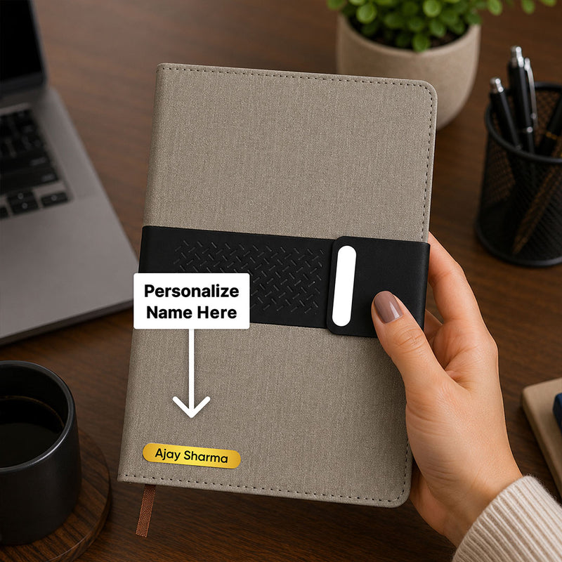 Personalized Premium Leatherette Diary with Custom Name | Professional Corporate Gift for Men & Women - 5.5x8.3" | Love Craft Gifts™