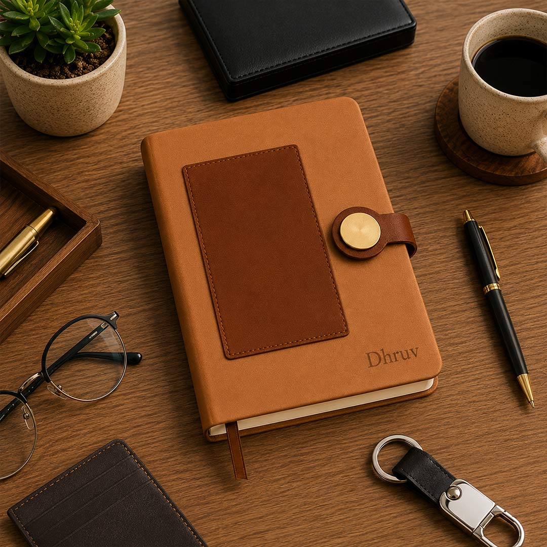 Personalized Leatherette Notebook with Custom Name Engraving | Premium A5 Journal Gift for Professionals, Students & Corporate Gifting - 5.8x8.3" | Love Craft Gifts™